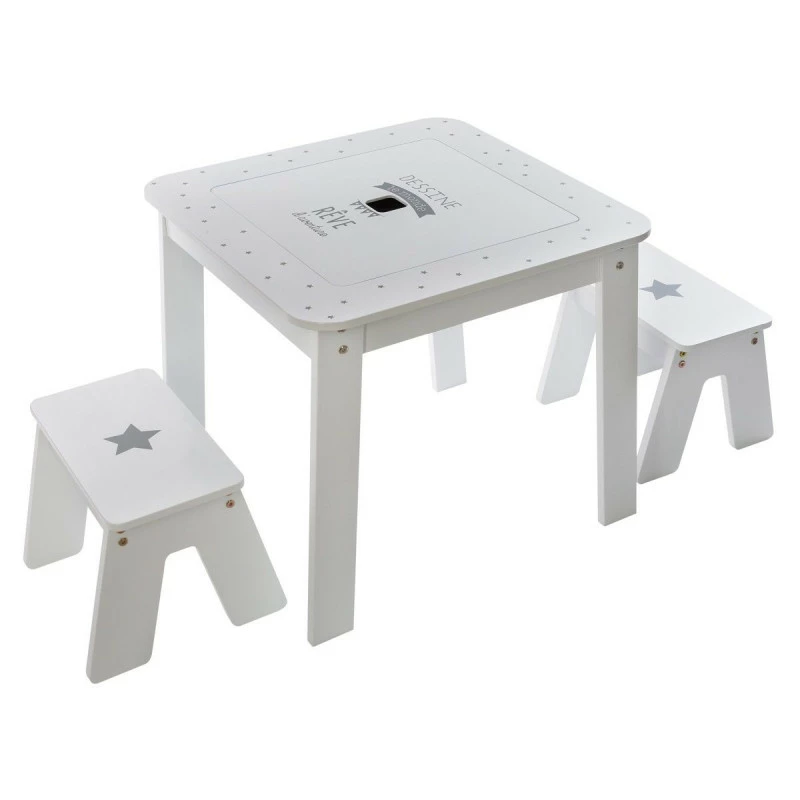 Ensemble Table + 2 Tabourets Enfant Blanc Gris Dream Atmosphera 3 Ensemble Table + 2 Tabourets Enfant Blanc Gris Dream Atmosphera
