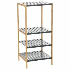 Etagère 4 Niveaux Salle Bain Varia Gris Bambou -Demeyers Magasin etagere 4 niveaux salle bain varia gris bambou 1