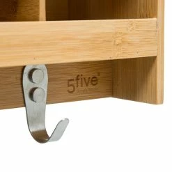 Etagère Murale Bambou Avec Crochets 5Five -Demeyers Magasin etagere murale bambou avec crochets 5five 2