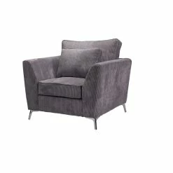 Fauteuil Isla Velours Côtelé Gris -Demeyers Magasin fauteuil isla velours gris 1 2