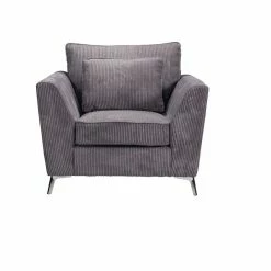 Fauteuil Isla Velours Côtelé Gris -Demeyers Magasin fauteuil isla velours gris 1 3