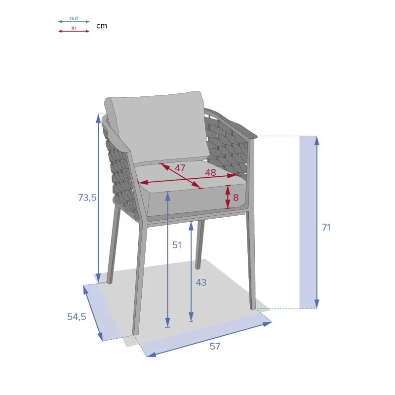Fauteuil Repas Extérieur Embruns Mailles Hespéride 8 Fauteuil Repas Extérieur Embruns Mailles Hespéride – Image 6