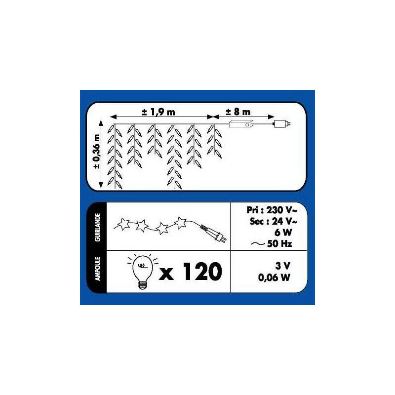 Guirlande 120 LED Tombée De Neige Bleu Fil Transparent 6 Guirlande 120 LED Tombée De Neige Bleu Fil Transparent – Image 4