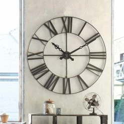 Horloge Métal Chiffres Romains Chocolat Atmosphera -Demeyers Magasin horloge metal chiffres romains chocolat 1