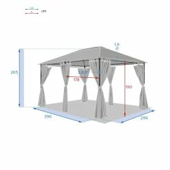 Jeu De 6 Rideaux Gris Ardoise Pour Tonnelle Santorini Et Thira -Demeyers Magasin jeu de 6 rideaux gris ardoise pour la tonnelle santorini 3 x 4m 2