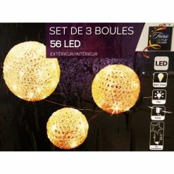 Lot 3 Boules 56 LED Blanc Chaud -Demeyers Magasin lot 3 boules 56 led blanc chaud 2
