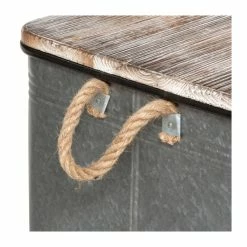 Lot De 3 Malles Métal Gris Plateau Bois Atmosphera -Demeyers Magasin lot de 3 malles metal gris plateau bois atmosphera 1 8