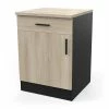 Demeyere Meuble Bas 1 Tiroir 1 Porte 60 Cm Origan Noir Et Bois -Demeyers Magasin meuble bas 1 tiroir 1 porte 60 cm origan noir et bois