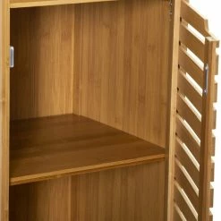 Meuble Bas Salle Bain 1 Porte 1 Niche Bambou Sicela -Demeyers Magasin meuble bas salle bain 1 porte 1 niche bambou sicela 2