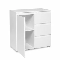 Meuble De Rangement 1 Porte 3 Tiroirs Blanc -Demeyers Magasin meuble de rangement 1 porte 3 tiroirs blanc image 1 4
