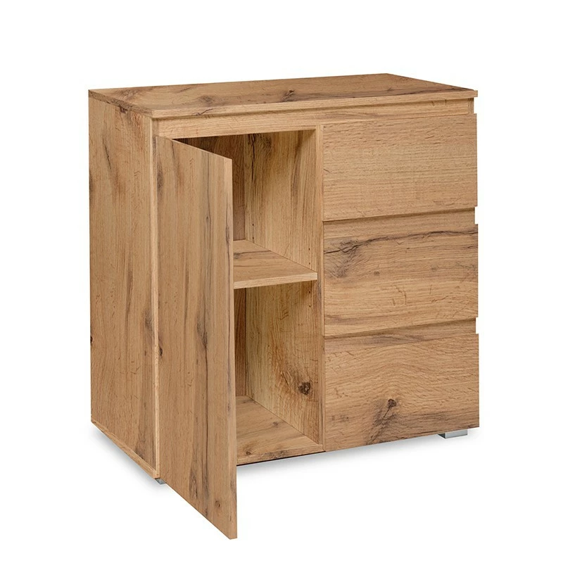 Meuble De Rangement 1 Porte 3 Tiroirs Naturel 8 Meuble De Rangement 1 Porte 3 Tiroirs Naturel – Image 6