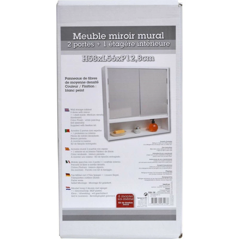 Meuble Haut Miroir Mural 2 Portes 5 Meuble Haut Miroir Mural 2 Portes – Image 3