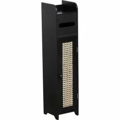 Meuble Réserve Et Dérouleur WC Cannage Noir