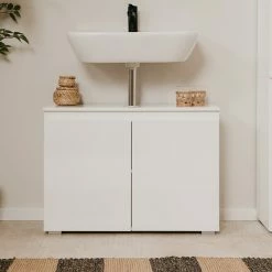 Meuble Sous Vasque 2 Portes Capetown Blanc -Demeyers Magasin meuble sous vasque 2 portes capetown blanc 3