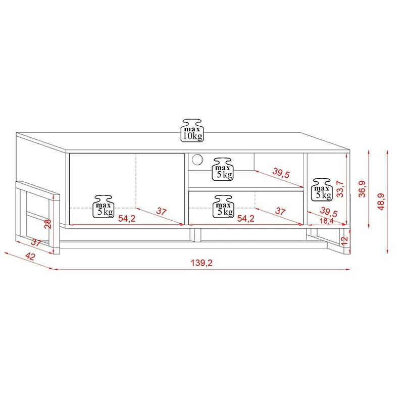 Meuble TV 2 Portes 2 Niches Oslo Blanc 8 Meuble TV 2 Portes 2 Niches Oslo Blanc – Image 6