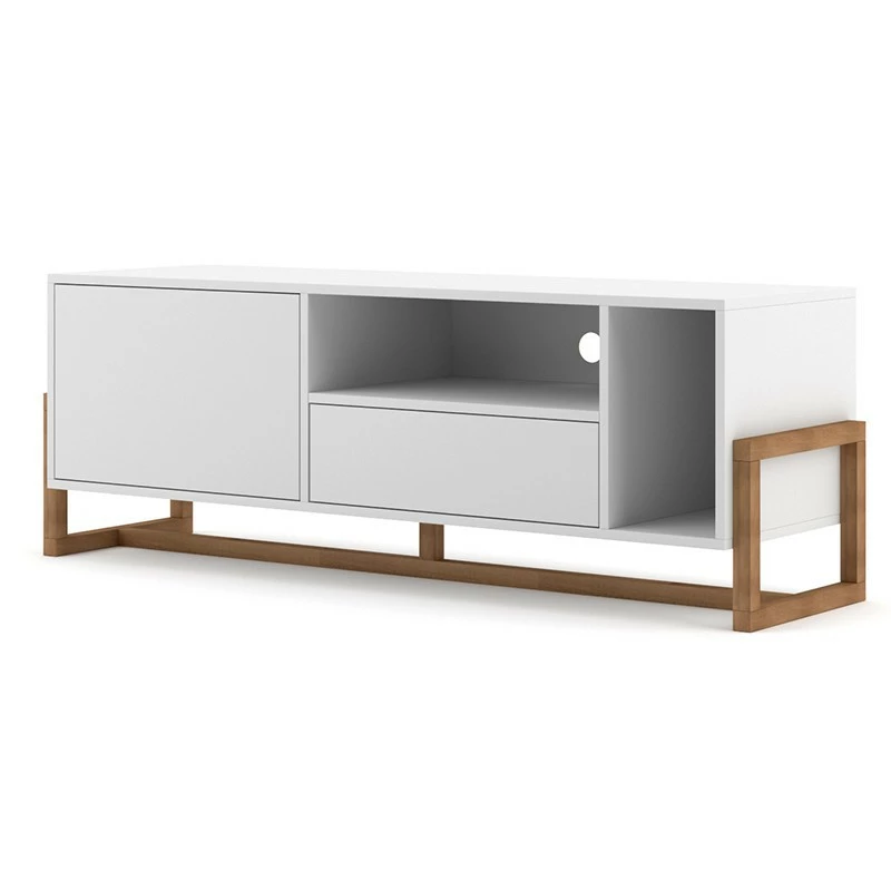 Meuble TV 2 Portes 2 Niches Oslo Blanc 3 Meuble TV 2 Portes 2 Niches Oslo Blanc