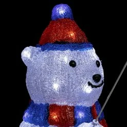 Ours à La Pêche Bleu Et Rouge Lumineux Ext 40 LED -Demeyers Magasin ours a la peche lumineux exterieur leds h39 cm 1