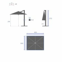 Parasol Décentré Eléa Inclinable Rectangulaire Ardoise Hespéride -Demeyers Magasin parasol decentre elea inclinable 3 4 ardoise hesperide 6