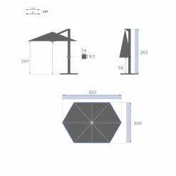 Parasol Décentré Eléa Inclinable Hexagonal Oléfine Anthracite Hespéride -Demeyers Magasin parasol decentre elea inclinable 3x42 olefine anthracite hesperide 1 3
