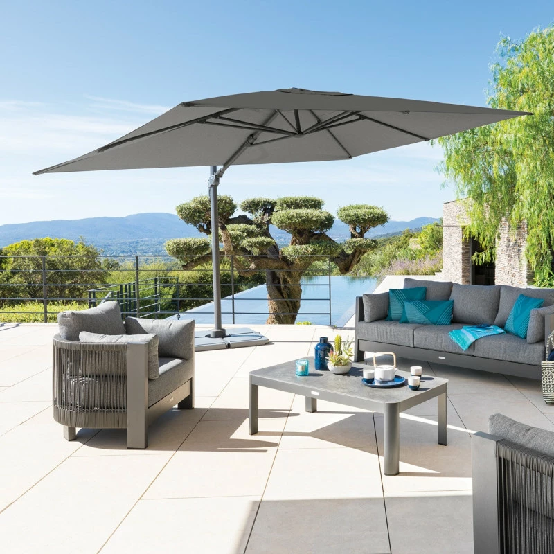 Parasol Décentré Eléa Rectangulaire Toile Sunbrella® Anthracite Hespéride 3 Parasol Décentré Eléa Rectangulaire Toile Sunbrella® Anthracite Hespéride