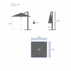 Parasol Déporté Carré Equador Bordeaux Hespéride -Demeyers Magasin parasol deporte carre equador bordeaux hesperide 7