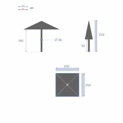Parasol Droit Carré 2,5x2,5m Soya Bordeaux Hespéride -Demeyers Magasin parasol droit carre 25x25m soya bordeaux hesperide 6
