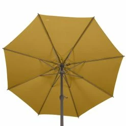 Parasol Mat Central Rond 3m Loompa Moutarde Hespéride -Demeyers Magasin parasol mat central rond 3m loompa moutarde hesperide 3