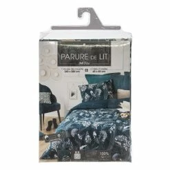 Parure De Lit Paon Bleu Canard 240x220 Atmosphera -Demeyers Magasin parure de lit paon bleu canard 240x220 atmosphera 4