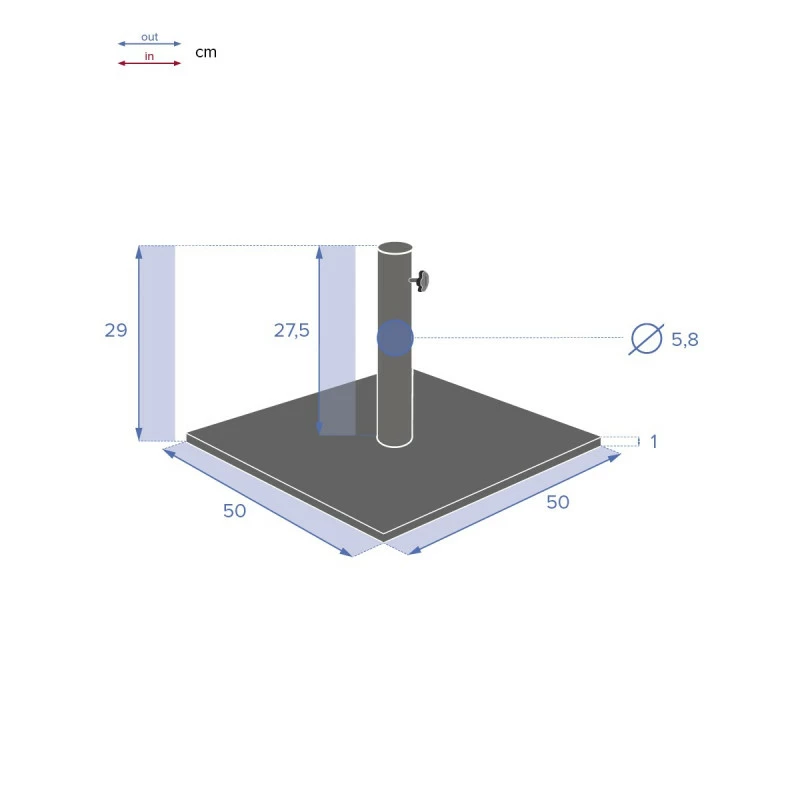 Pied De Parasol Plaque 20 Kg Anthracite Hespéride 7 Pied De Parasol Plaque 20 Kg Anthracite Hespéride – Image 5