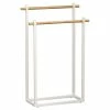 Porte Serviettes Métal Blanc 2 Barres Bambou -Demeyers Magasin porte serviettes metal blanc 2 barres bambou