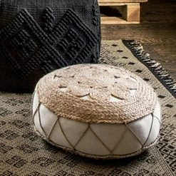 Pouf En Jute Ajouré 43x18 Atmosphera -Demeyers Magasin pouf en jute ajoure 43x18 atmosphera 1