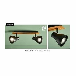 Rampe 2 Spots Atelier Métal Et Bois Ostaria -Demeyers Magasin rampe 2 spots atelier metal et bois ostaria 2
