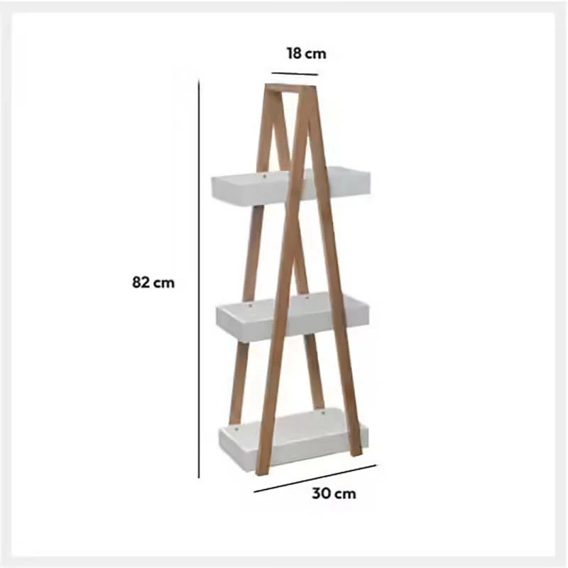 Rangement 3 Niveaux Salle De Bain Natureo Blanc 4 Rangement 3 Niveaux Salle De Bain Natureo Blanc – Image 2