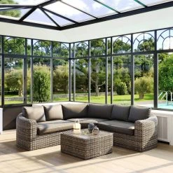 Salon Angle Moorea 5 Places Terre D'ombre Hespéride 14 Salon Angle Moorea 5 Places Terre D'ombre Hespéride -Demeyers Magasin salon angle moorea 5 places terre d ombre hesperide 1 2