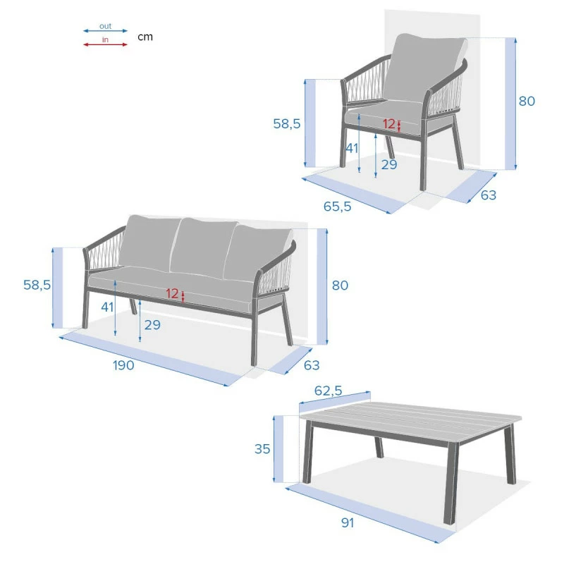 Salon De Jardin Oriengo 5 Places Brique/blanc Hespéride 6 Salon De Jardin Oriengo 5 Places Brique/blanc Hespéride – Image 4