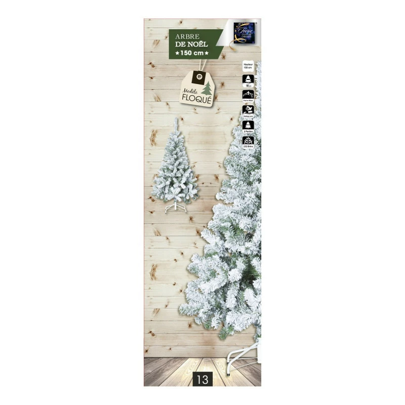 Sapin De Noël 150 Cm Vert Floqué Blanc 4 Sapin De Noël 150 Cm Vert Floqué Blanc – Image 2