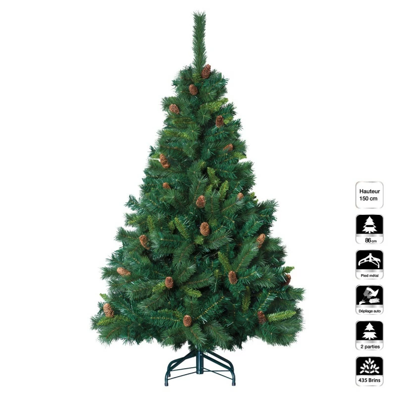 Sapin De Noël 150 Cm Vert Majestic Pommes De Pin 3 Sapin De Noël 150 Cm Vert Majestic Pommes De Pin