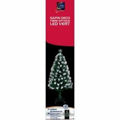 Sapin De Noël 90 Cm Vert Lumineux LED Blanc -Demeyers Magasin sapin vert lumineux 90 cm fibre optique 1