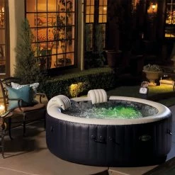 Spa Gonflable 6 Places Bulles Et Leds Blue Navy Intex -Demeyers Magasin spa gonflable bulles et leds 6 places blue navy intex 3