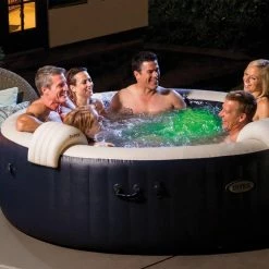 Spa Gonflable 6 Places Bulles Et Leds Blue Navy Intex -Demeyers Magasin spa gonflable bulles et leds 6 places blue navy intex 5