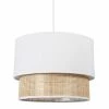 Suspension 2 Abat-jours Cannage Et Tissu Blanc Ostaria -Demeyers Magasin suspension 2 abat jours cannage blanc ostaria
