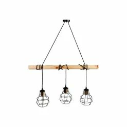 Suspension Indus Barre En Bois 3 Cordons Ostaria -Demeyers Magasin suspension industrielle barre en bois 3 cordons ostaria 2