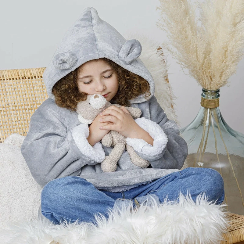 Sweat Plaid à Capuche Ours Gris Enfant Atmosphera 4 Sweat Plaid à Capuche Ours Gris Enfant Atmosphera – Image 2