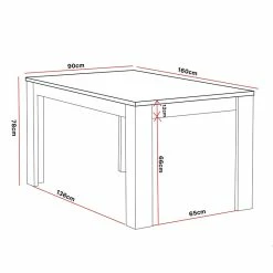 Table à Manger 160 Cm Coloris Noir Et Bois Wiva -Demeyers Magasin table a manger lodz 160cm 3