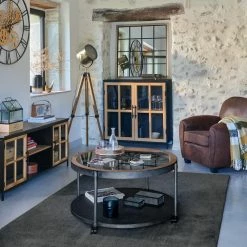 Table Basse Chrono Ronde Noire Atmosphera -Demeyers Magasin table basse chrono ronde noire atmosphera 4