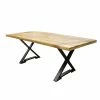 Table Bois Massif Et Pieds Métal Noir N°34 -Demeyers Magasin table bois massif et pieds metal noir n34