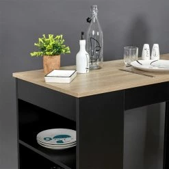 Table De Bar Avec étagères Et Plateau Bois -Demeyers Magasin table de bar avec etagere plateau bois 4