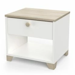Demeyere Table De Chevet Izzy 1 Tiroir Blanc Et Bois