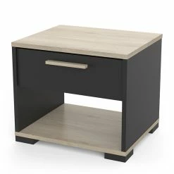 Demeyere Table De Chevet Izzy 1 Tiroir Noir Et Bois