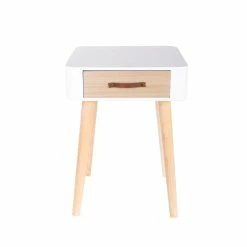Table De Chevet Pieds Bois 1 Tiroir Blanc -Demeyers Magasin table de chevet pieds bois 1 tiroir blanc 3
